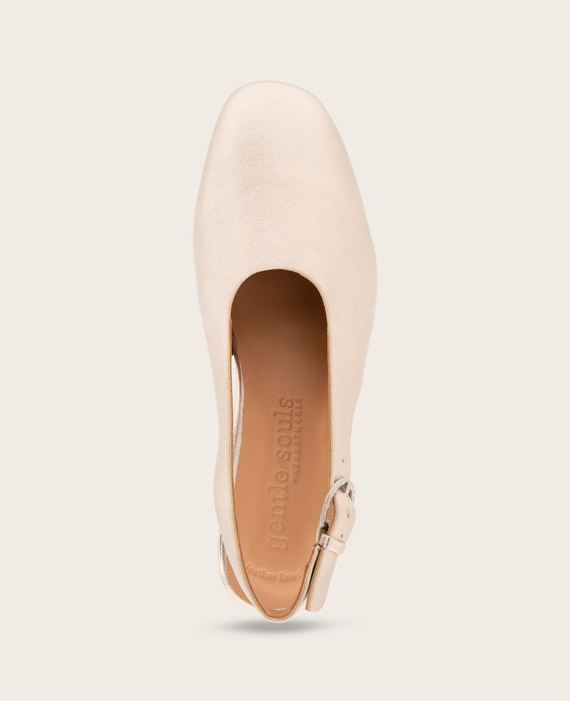 Kenneth Cole - GENTLE SOULS - Kellis Metallic Stretch Leather Slingback Heel WOMENS HEELS for Women