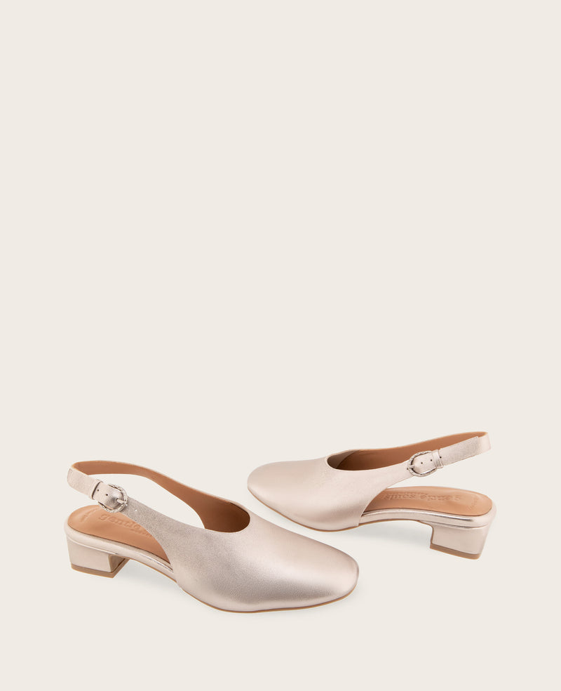 Kenneth Cole - GENTLE SOULS - Kellis Metallic Stretch Leather Slingback Heel WOMENS HEELS for Women