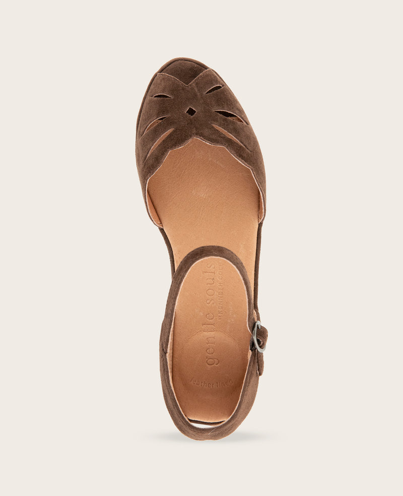 Kenneth Cole - GENTLE SOULS - Lily Moon Suede Ankle Strap Mini Wedge Sandal WOMENS SANDAL for Women