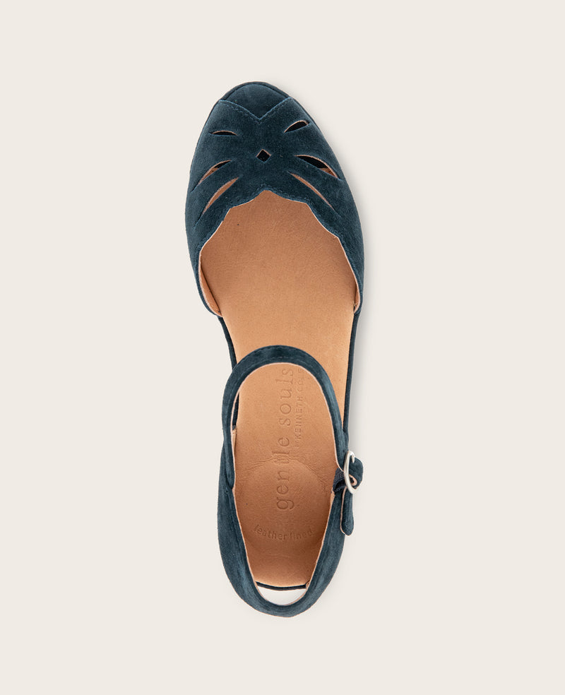 Kenneth Cole - GENTLE SOULS - Lily Moon Suede Ankle Strap Mini Wedge Sandal WOMENS SANDAL for Women