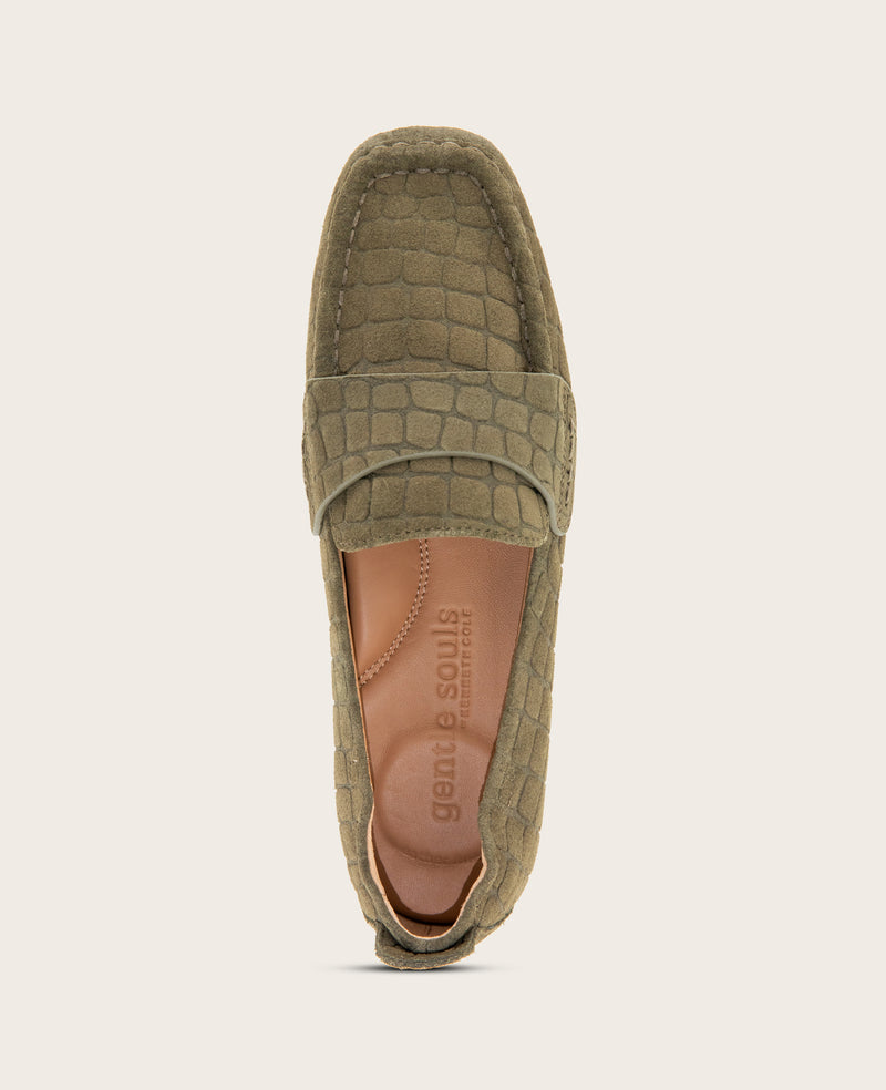 Kenneth Cole - GENTLE SOULS - Sophie Suede Embossed Loafer WOMENS FLAT for Women