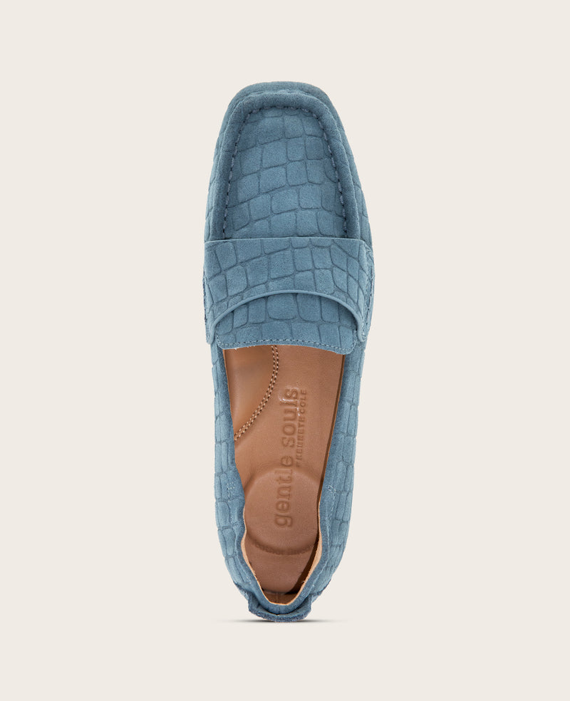 Kenneth Cole - GENTLE SOULS - Sophie Suede Embossed Loafer WOMENS FLAT for Women