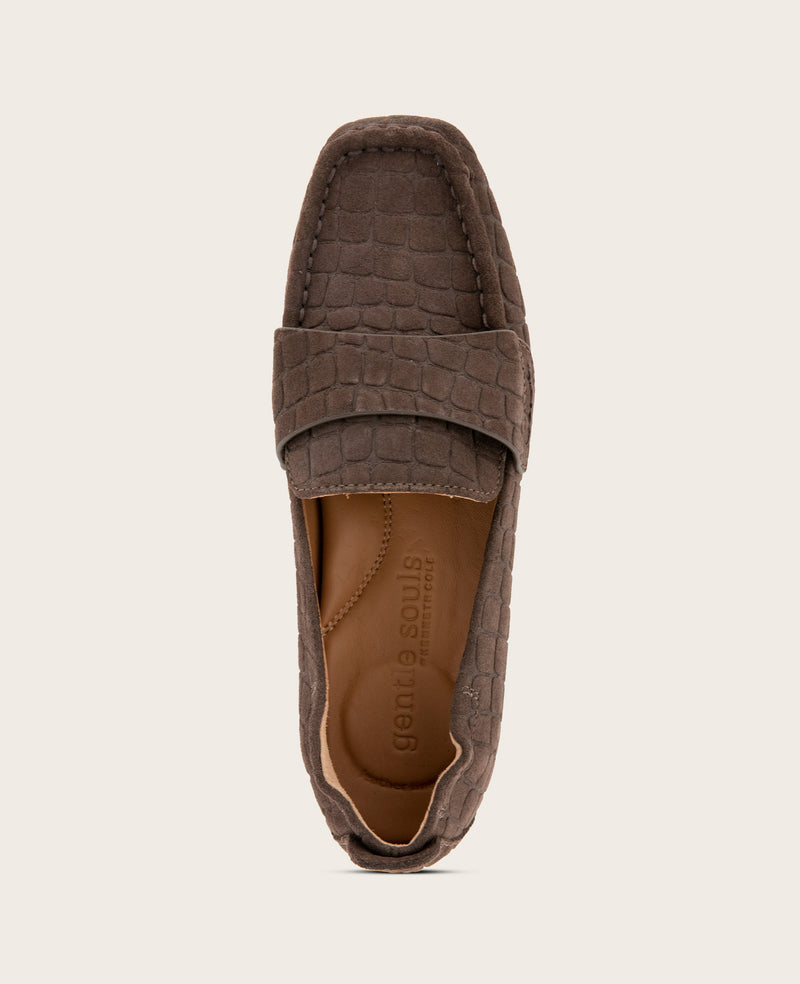Kenneth Cole - GENTLE SOULS - Sophie Suede Embossed Loafer WOMENS FLAT for Women