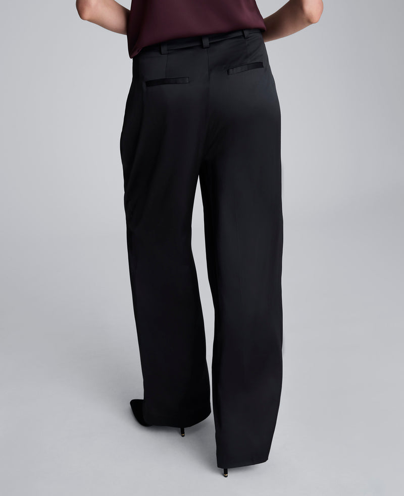 Kenneth Cole Women's High Rise Satin Pant - Black - Wide-leg Pants Kenneth Cole Women's High Rise Satin Pant - Black - Wide-leg Pants
