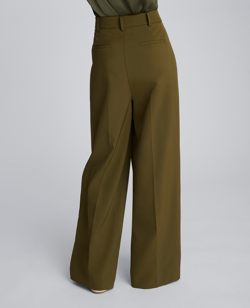 Luxe Twill Wide Leg Pleat Front Pant