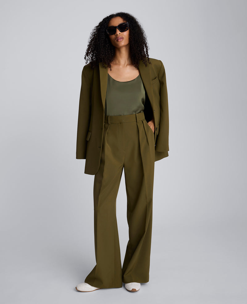 Luxe Twill Wide Leg Pleat Front Pant