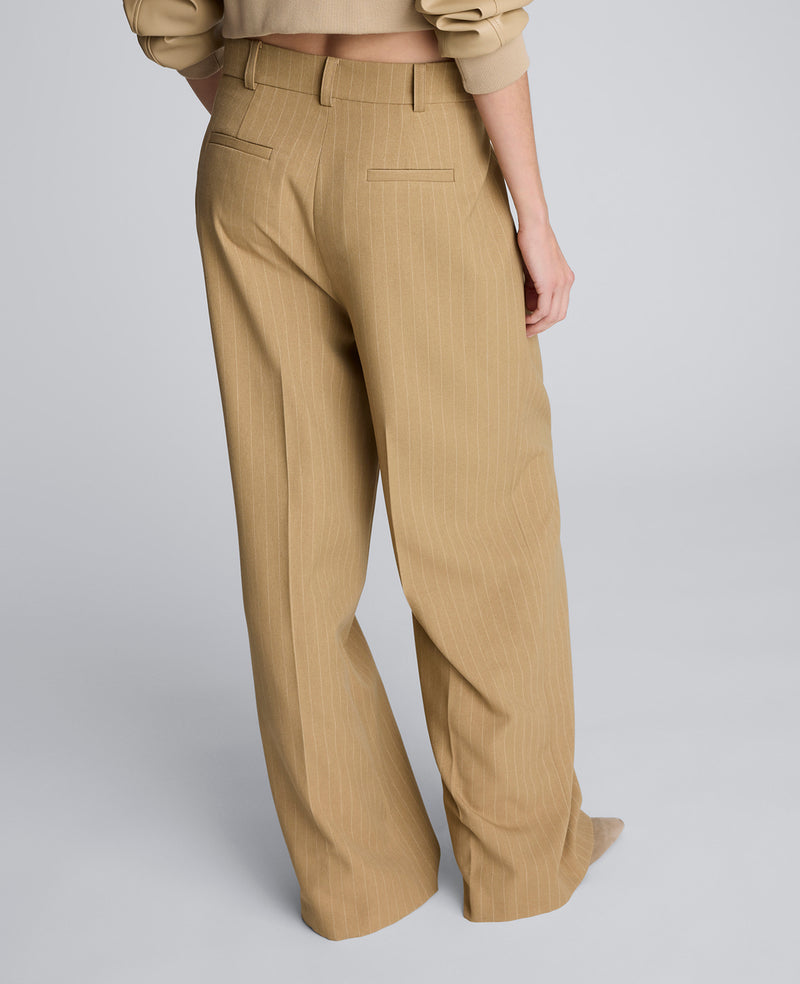 Kenneth Cole - Pinstripe High Rise Fly Front Double Pleat Wide Leg Pant WOMENS PANTS for Women