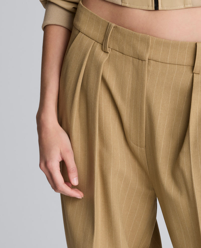 Kenneth Cole - Pinstripe High Rise Fly Front Double Pleat Wide Leg Pant WOMENS PANTS for Women