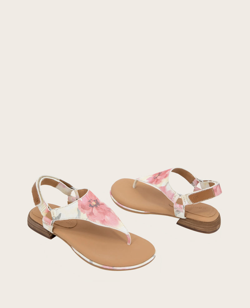 GENTLE SOULS Holly Suede Floral Ankle Strap Thong