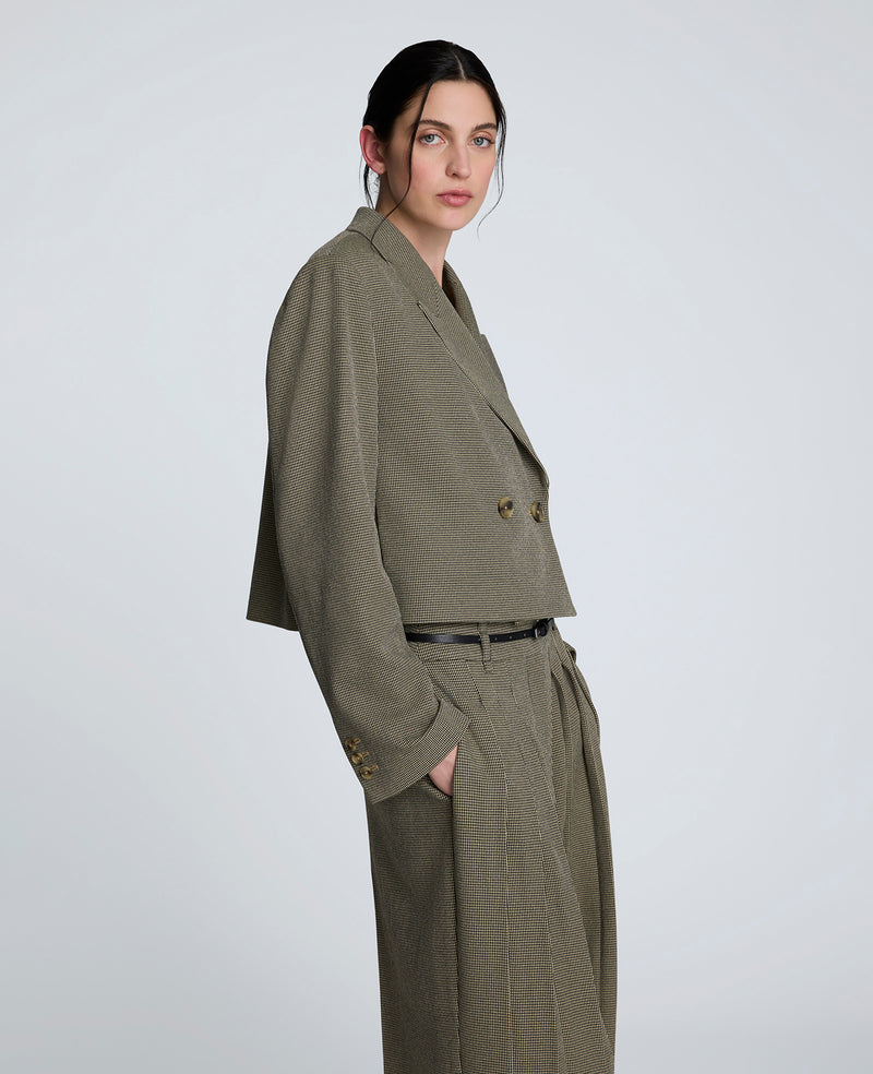 Kenneth Cole - Houndstooth Cropped Double Breasted Jacket WOMENS JACKET for Women