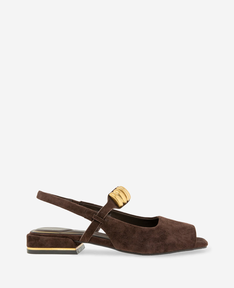 Kenneth Cole - Illia Suede Open Toe Hardware Flat Slingback WOMENS FLAT for Women