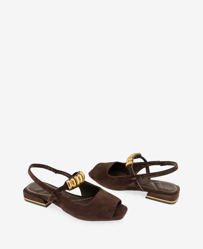 Kenneth Cole - Illia Suede Open Toe Hardware Flat Slingback WOMENS FLAT for Women