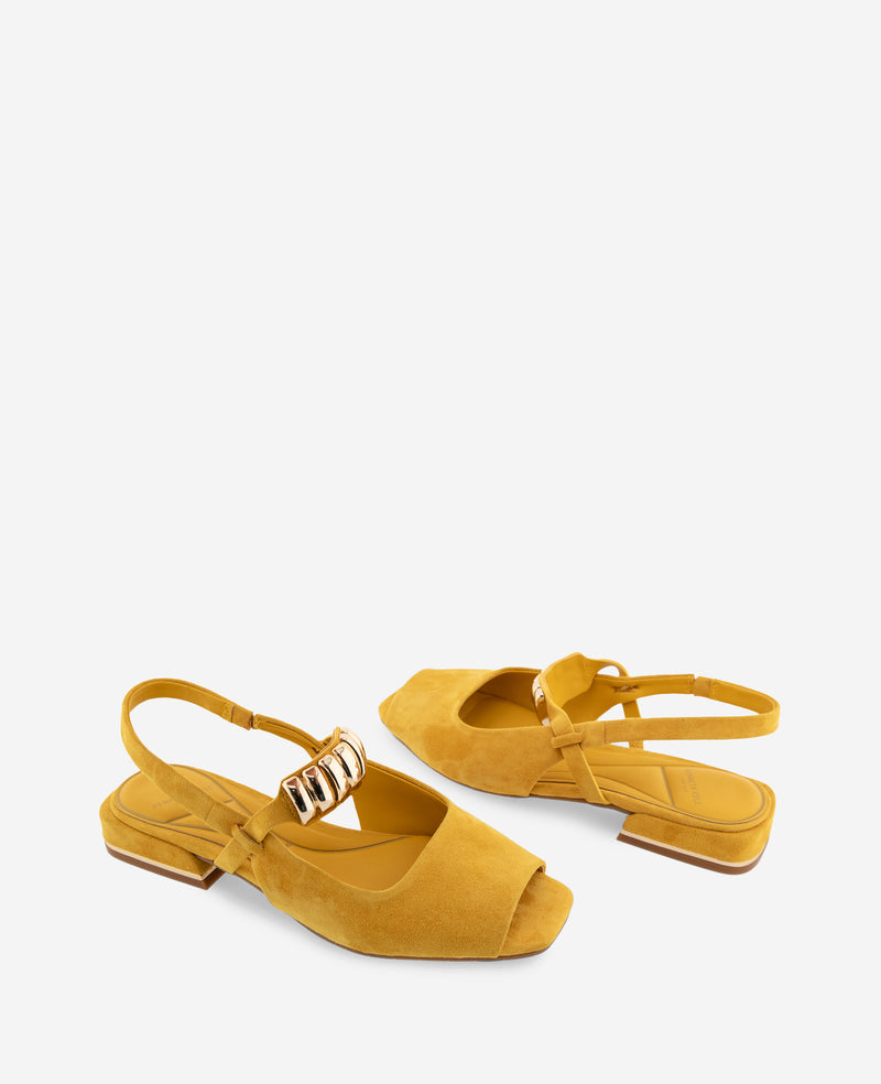 Kenneth Cole - Illia Suede Open Toe Hardware Flat Slingback WOMENS FLAT for Women