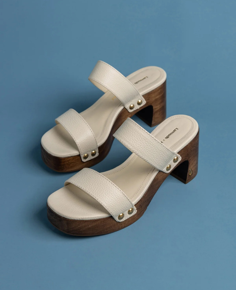 Kenneth Cole - Larroudé x Kenneth Cole: Sandal Ivory Leather Sandal