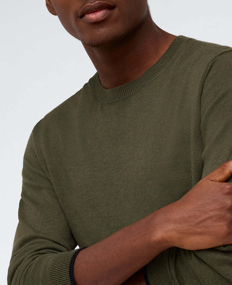 Kenneth Cole - Crewneck Sweater with Tipping Details MENS SWEATER for Men