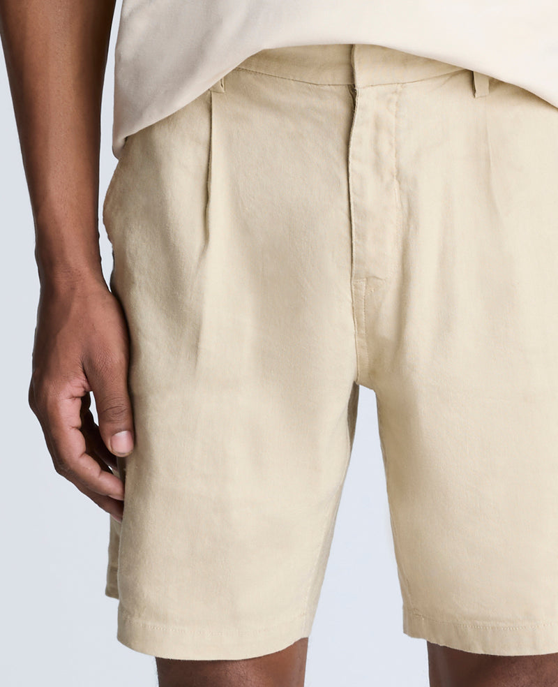 Tan Linen Shorts Pleated Fit for Style & Comfort | KC Tan Linen Shorts Pleated Fit for Style & Comfort | KC