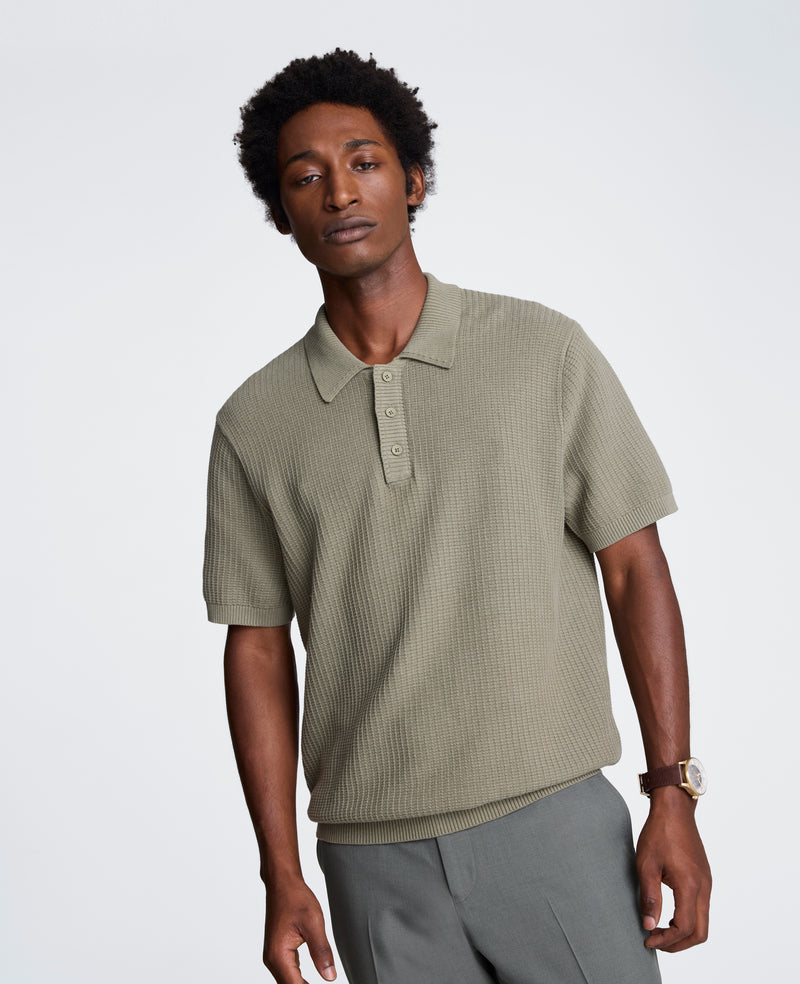 CLESSTE SLUB PILE KNIT POLO ニットポロ CLESSTE SLUB PILE KNIT POLO COLOR:CHARCOAL/BROWN/IVORY SIZE:1/2 12