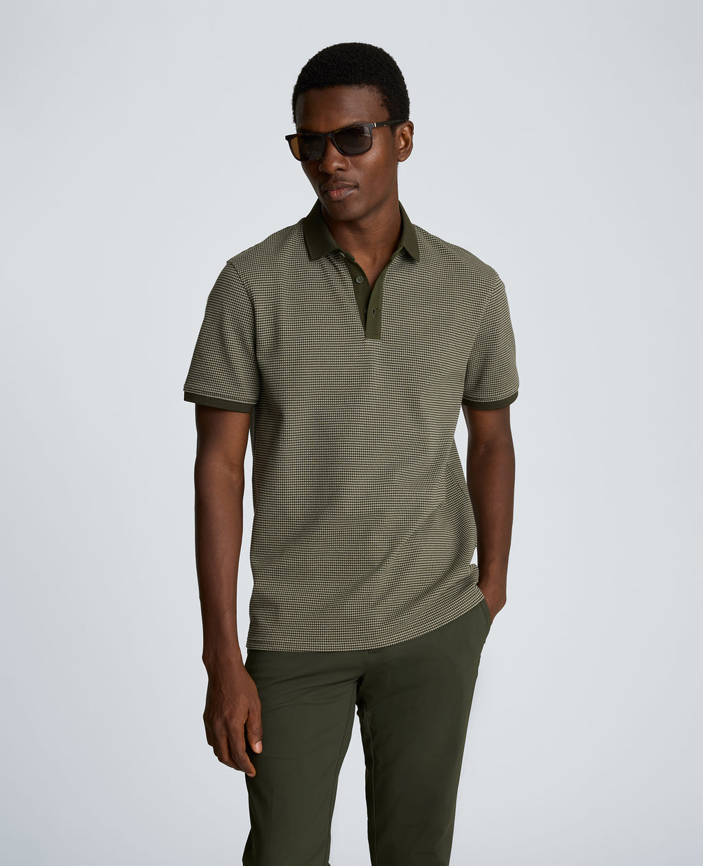 Kenneth Cole - Contrast Placket Button Polo MENS KNITS for Men 