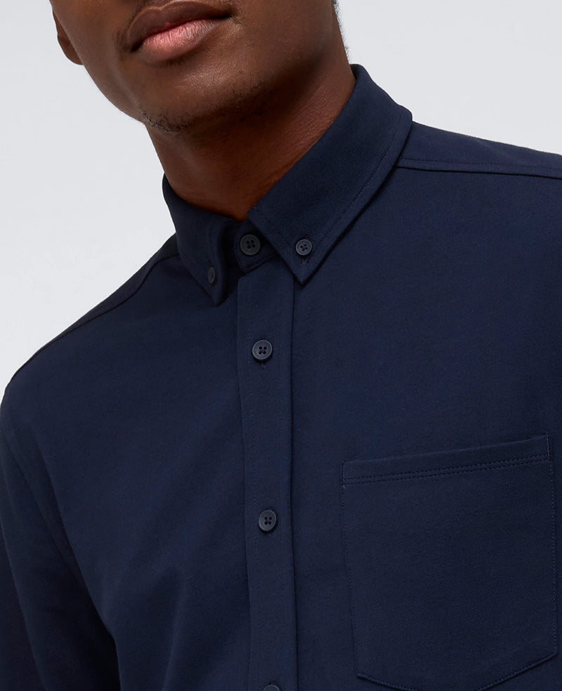 Kenneth Cole Men's Slim-Fit Plain White Performance Long-Sleeve Button-Down Shirt - Navy - L Kenneth Cole Men's Slim-Fit Plain White Performance Long-Sleeve Button-Down Shirt - Navy - L