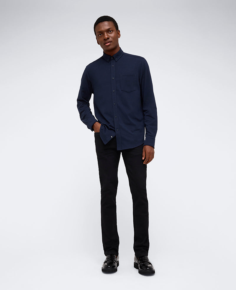 Kenneth Cole Men's Slim-Fit Plain White Performance Long-Sleeve Button-Down Shirt - Navy - L Kenneth Cole Men's Slim-Fit Plain White Performance Long-Sleeve Button-Down Shirt - Navy - L