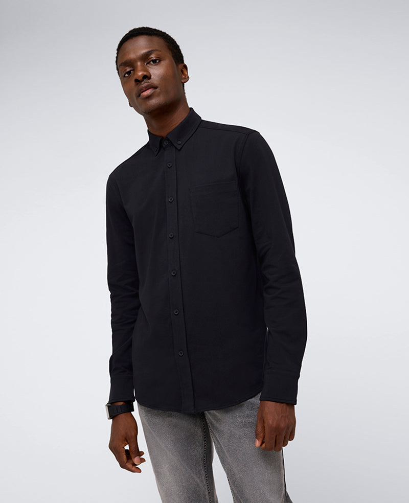 Kenneth Cole Men's Slim-Fit Plain White Performance Long-Sleeve Button-Down Shirt - Black - L Kenneth Cole Men's Slim-Fit Plain White Performance Long-Sleeve Button-Down Shirt - Black - L