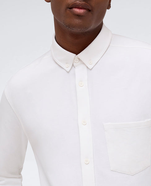 Kenneth Cole Men's Slim-Fit Plain White Performance Long-Sleeve Button-Down Shirt - White