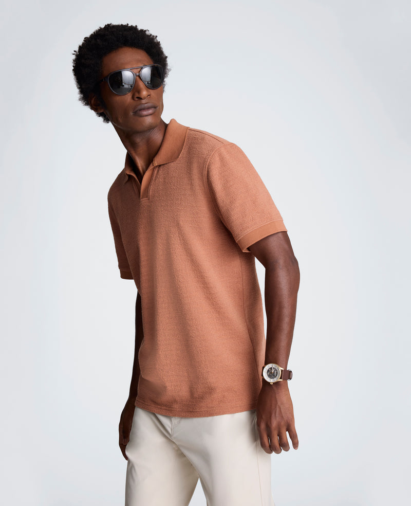 Kenneth Cole - Short Sleeve Johnny Collar Polo with Ribbing MENS SHIRT for Men