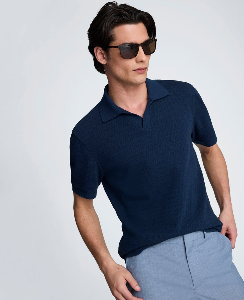 Kenneth Cole - Short Sleeve Johnny Collar Polo with Ribbing MENS SHIRT for Men