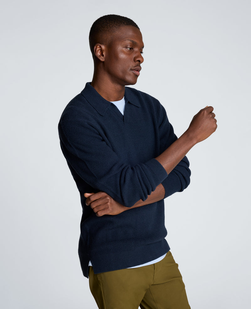 Kenneth Cole - Long Sleeve Johnny Collar Polo MENS SHIRT for Men