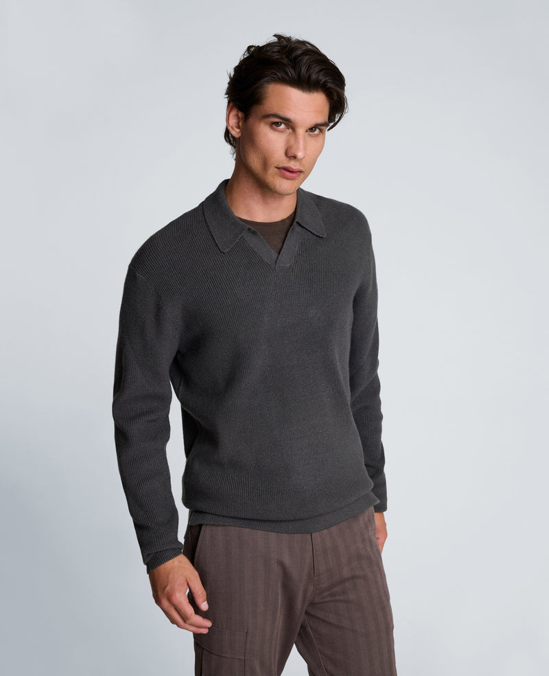 Kenneth Cole - Long Sleeve Johnny Collar Polo MENS SHIRT for Men