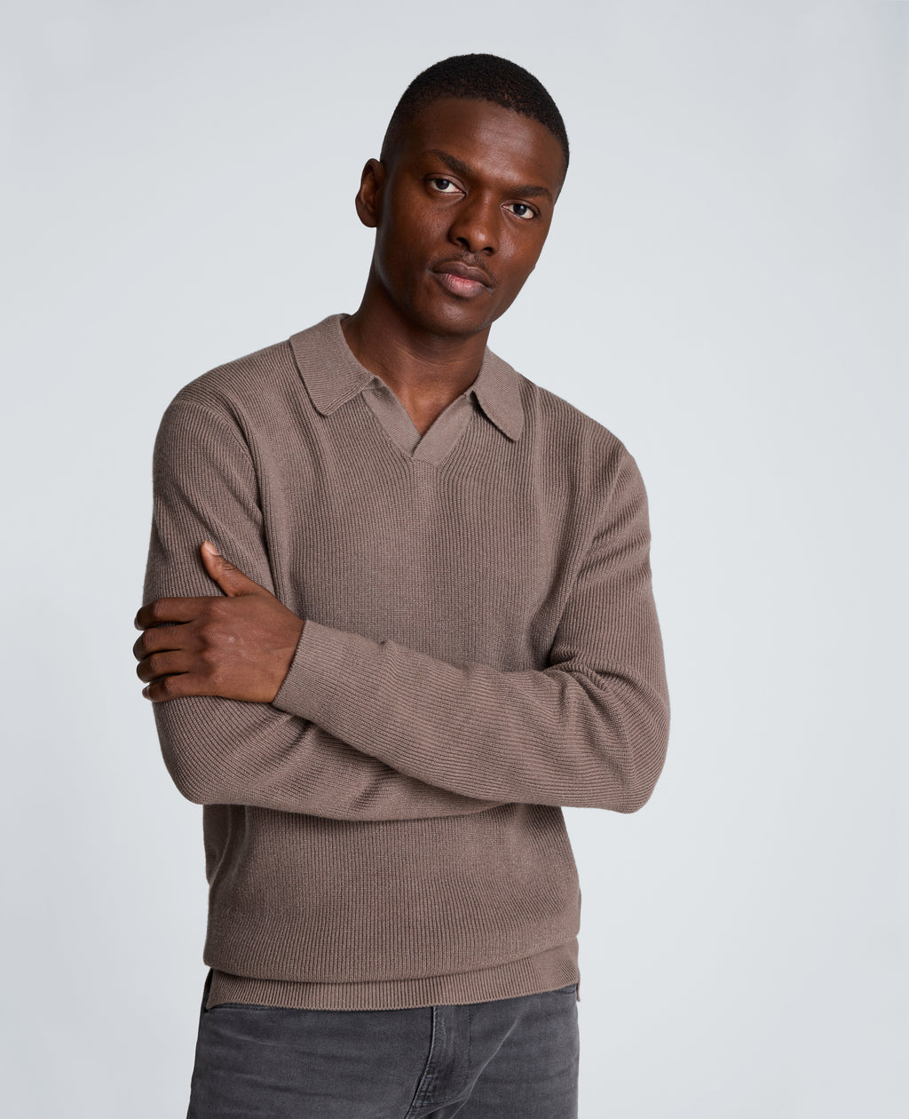 Kenneth Cole - Long Sleeve Johnny Collar Polo MENS SHIRT for Men 