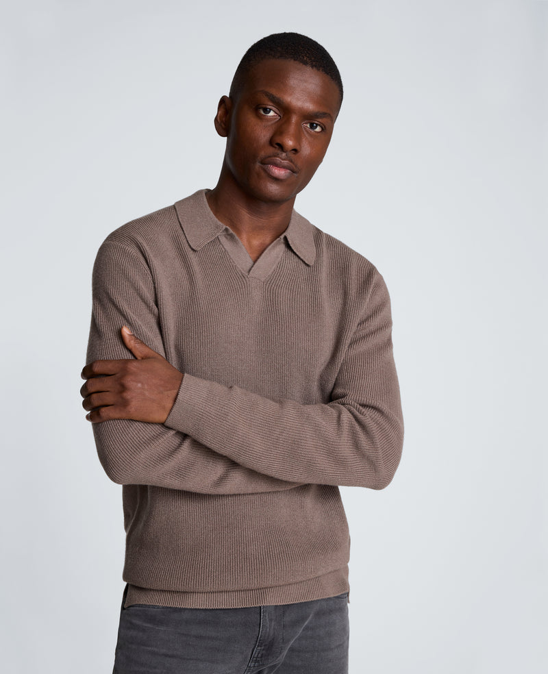 Kenneth Cole - Long Sleeve Johnny Collar Polo MENS SHIRT for Men
