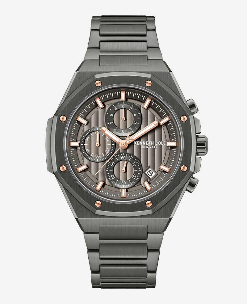 Kenneth Cole | Dress Sport Chronograph Two-Tone Stainless Steel Bracelet Watch in GUN Kenneth Cole | Dress Sport Chronograph Two-Tone Stainless Steel Bracelet Watch in GUN