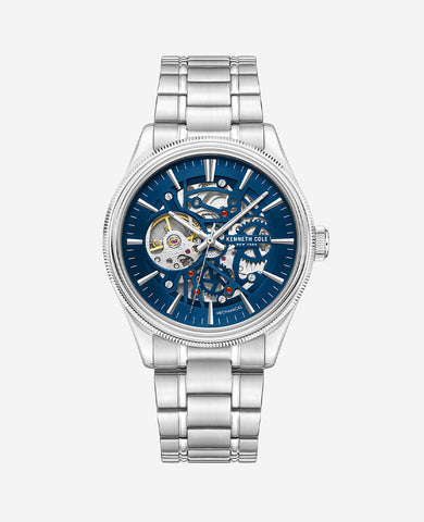 Men's Mechanical Bracelet Watch – Blue Dial Kenneth Cole