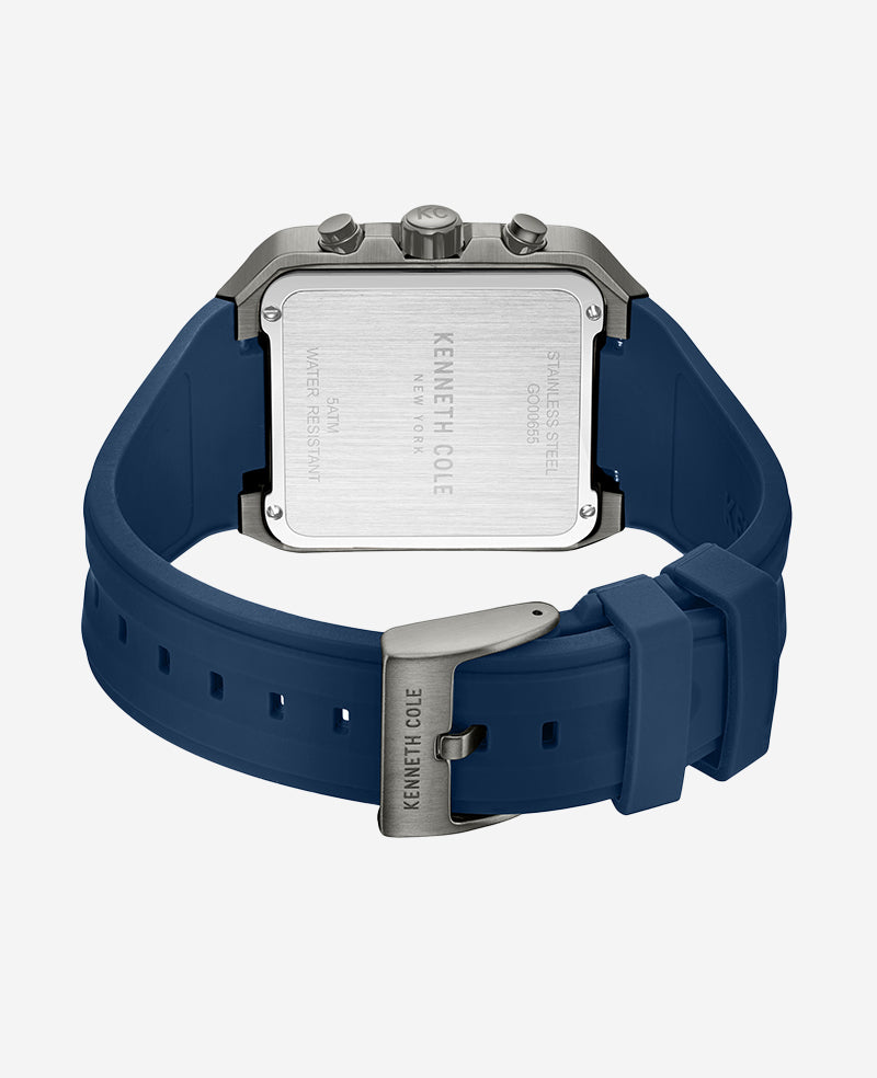 Kenneth Cole - Skeleton Automatic Blue Silicone Strap Watch MENS WATCHES for Men