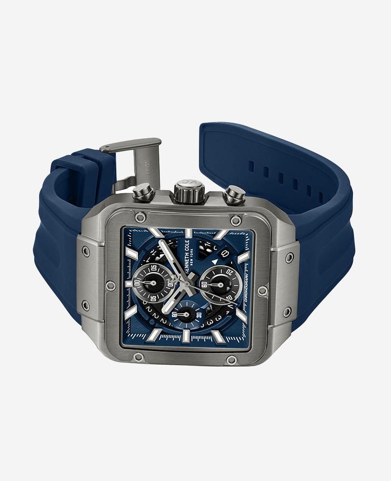 Kenneth Cole - Skeleton Automatic Blue Silicone Strap Watch MENS WATCHES for Men