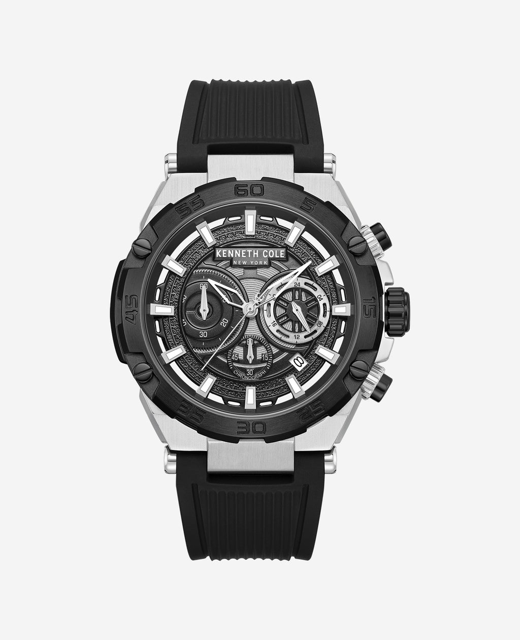 Kenneth Cole - Chronograph Sport Silicone Strap Watch MENS WATCHES for Men 
