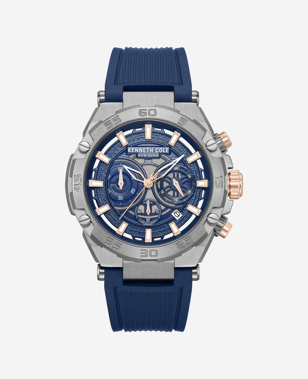 Kenneth Cole - Chronograph Sport Silicone Strap Watch MENS WATCHES for Men 