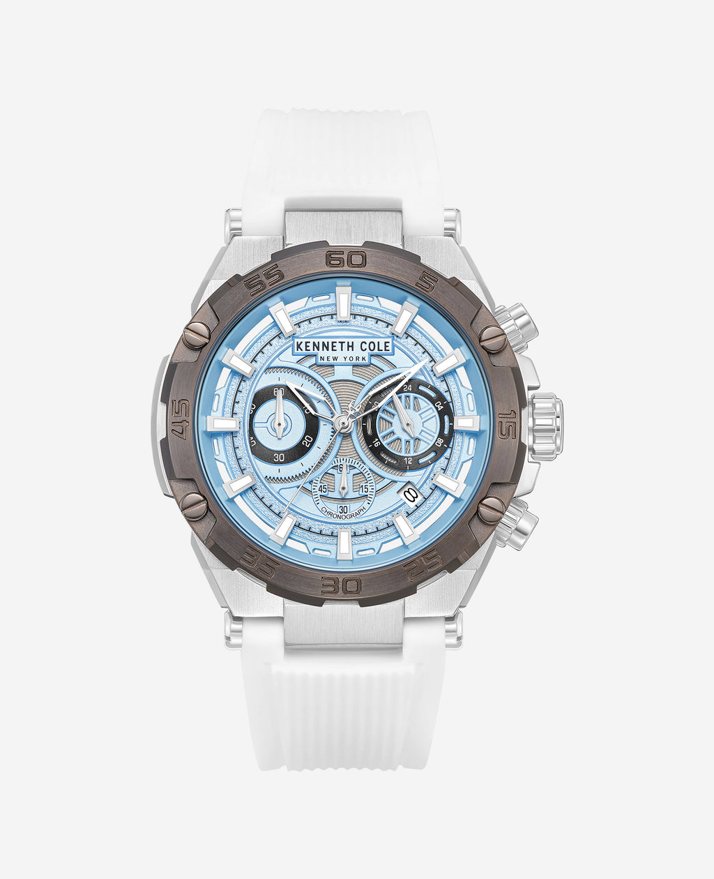 Kenneth Cole - Chronograph Sport Silicone Strap Watch MENS WATCHES for Men 