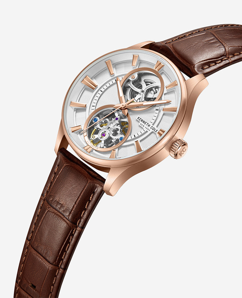Kenneth Cole New York Automatic Leather Strap Watch