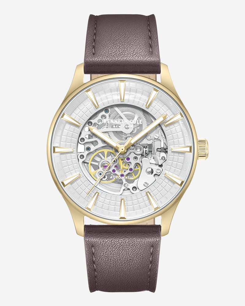 Men's Skeleton Automatic Watch – Brown Strap Kenneth Cole