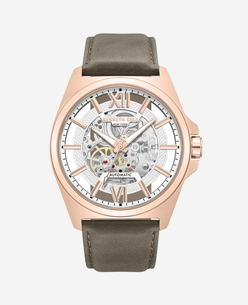 Kenneth Cole Skeleton Automatic Strap Watch