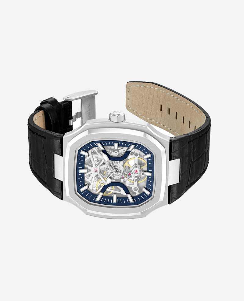 Kenneth Cole - Skeleton Automatic Two-Tone Dial Leather Strap Watch MENS WATCHES for Men