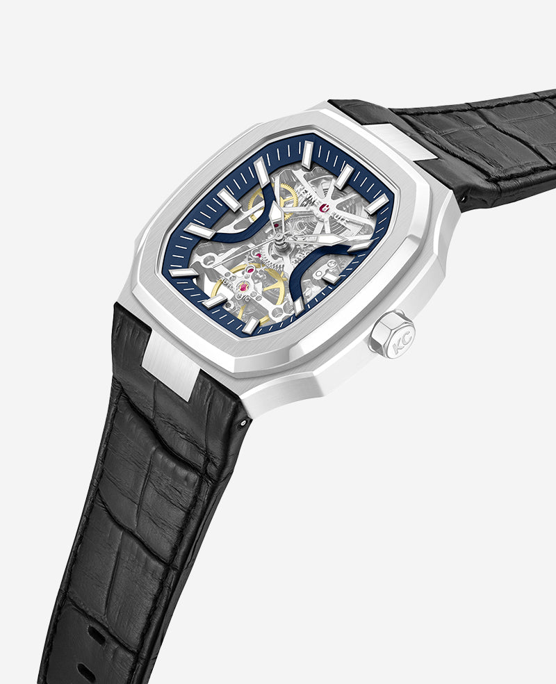 Kenneth Cole - Skeleton Automatic Two-Tone Dial Leather Strap Watch MENS WATCHES for Men