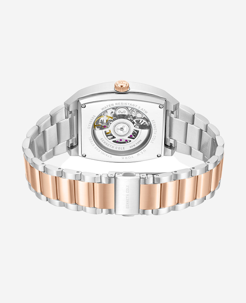 Kenneth Cole - Skeleton Automatic Two-Tone Stainless Steel Bracelet Watch MENS WATCHES for Men