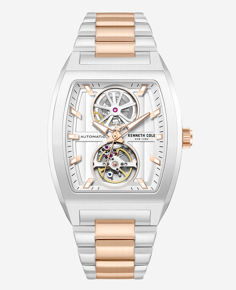 Kenneth Cole - Skeleton Automatic Two-Tone Stainless Steel Bracelet Watch MENS WATCHES for Men