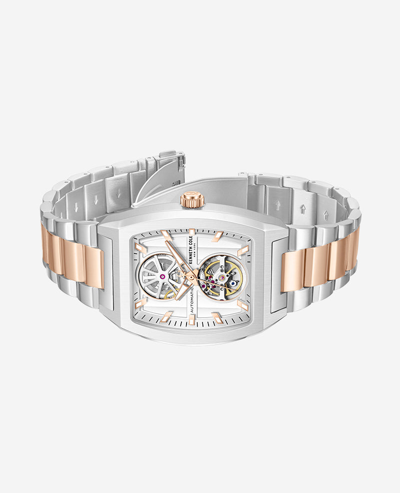 Kenneth Cole - Skeleton Automatic Two-Tone Stainless Steel Bracelet Watch MENS WATCHES for Men