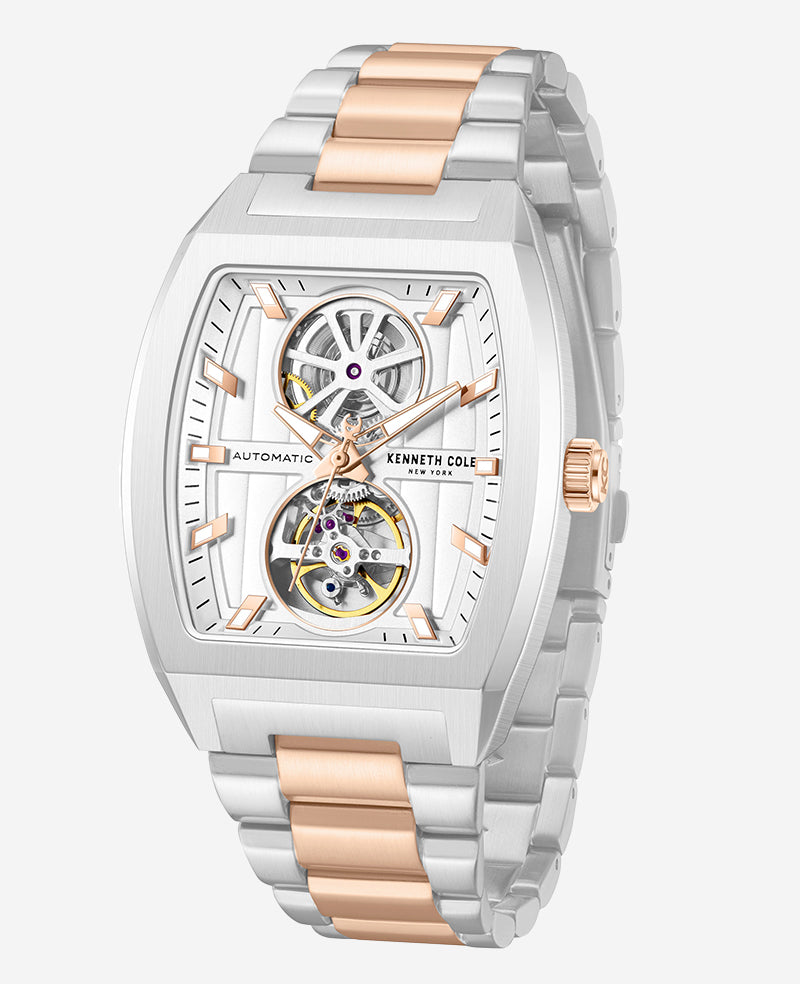 Kenneth Cole - Skeleton Automatic Two-Tone Stainless Steel Bracelet Watch MENS WATCHES for Men
