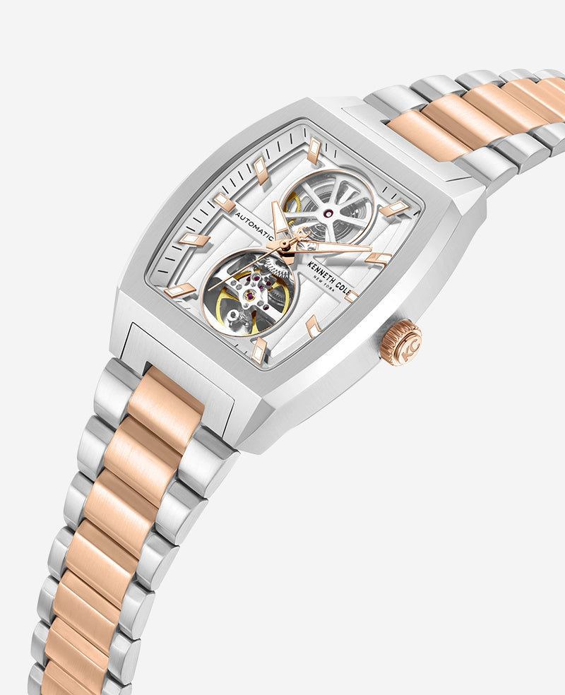 Kenneth Cole - Skeleton Automatic Two-Tone Stainless Steel Bracelet Watch MENS WATCHES for Men