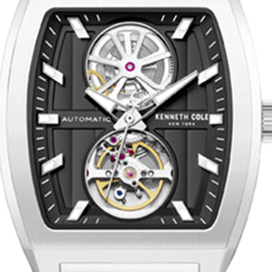 Skeleton Automatic Black Dial Stainless Steel Bracelet Watch